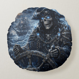 Phantom Skull Captain at the Helm – Blue Storm Got Rundes Kissen