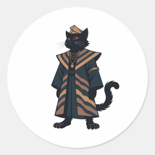 Pharao Black Cat Folk Art Aufkleber (Vorderseite)