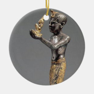 Pharao, das ein Angebot vor der Göttin Maat macht Keramikornament