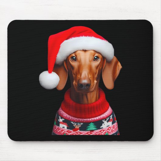 Pharao Hound Hund mit Weihnachtsmannmütze Weihnach Mousepad (Vorne)