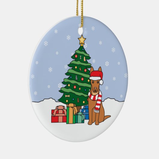 Pharao-Jagdhund-Weihnachtsverzierung Keramik Ornament (Rechts)