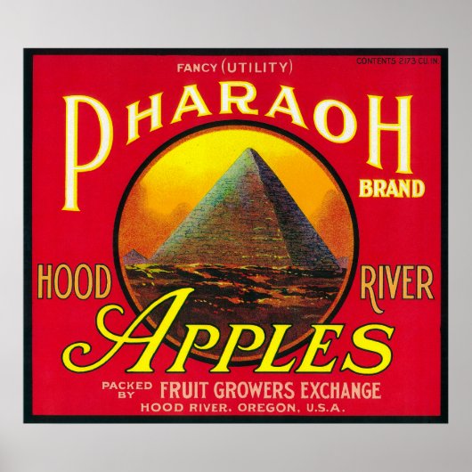 Pharaoh Apple Crate LabelHood River, OR Poster (Vorne)