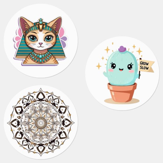 Pharaoh Cat Mandala Cactus Sticker (Gruppe)