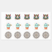 Pharaoh Cat Mandala Cactus Sticker (Blatt)