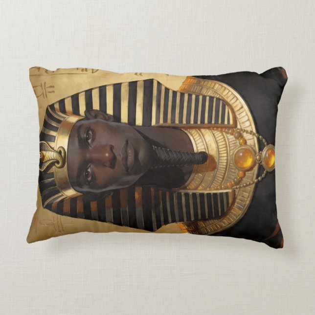 Pharaoh Energy — Ancient African King Modern Art  Dekokissen (Rückseite)