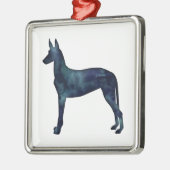 Pharaoh Hound Black Watercolor-Silhouette Ornament Aus Metall (Links)