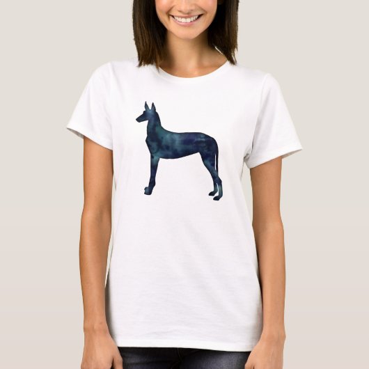 Pharaoh Hound Black Watercolor-Silhouette T-Shirt (Vorderseite)