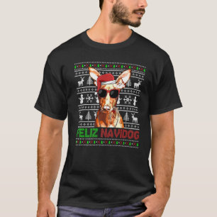 Pharaoh Hound Dog Feliz Navidog Funny Weihnachten T-Shirt