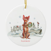 Pharaoh Hound Hund Wasserfarben-Monogramm Keramik Ornament (Vorne)