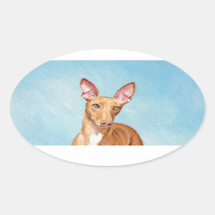 Pharaoh Hound Painting - Niedliche Original Hunde  Ovaler Aufkleber