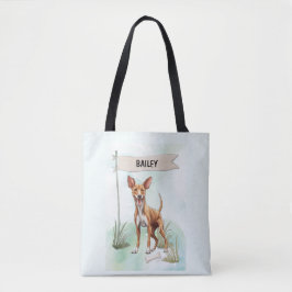 Pharaoh Hound Watercolor Personalized Dog Tasche