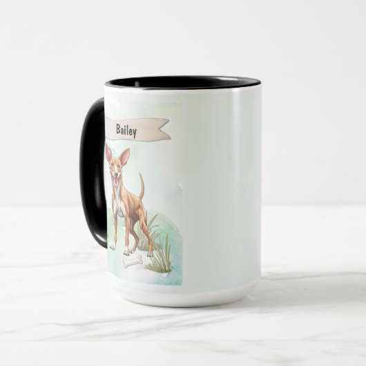 Pharaoh Hound Watercolor Personalized Dog Tasse (Vorderseite Links)