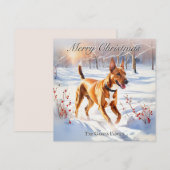 Pharaoh Hund Hund im Winter Schneeschuhwein Feiertagskarte (Vorne/Hinten)