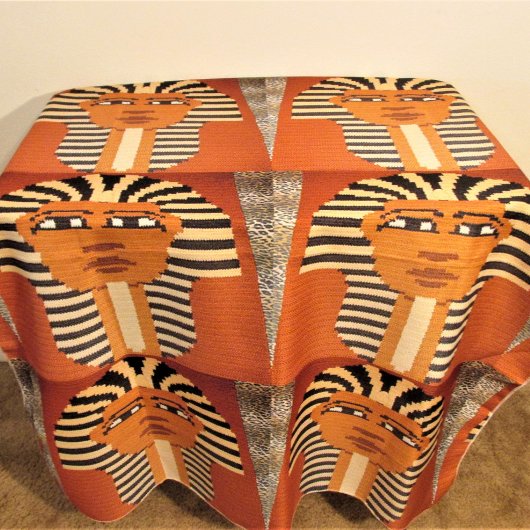 Pharaoh Kings Black Brown Artisan Crochet Print Wandteppich