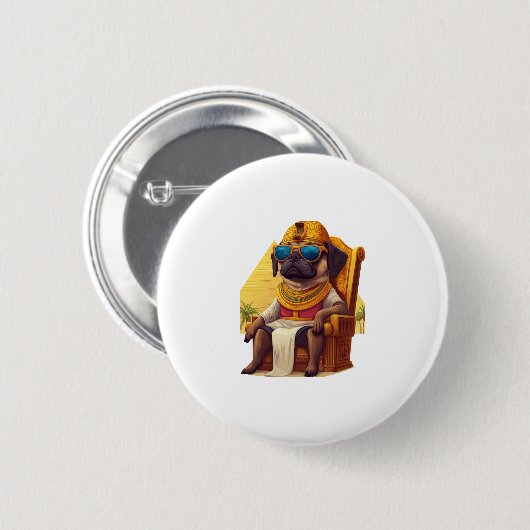 Pharaoh Mops � antiker Ägypter Hund Button (Vorne & Hinten)