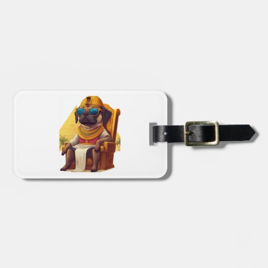 Pharaoh Pug � Hund des alten Ägypten Gepäckanhänger (Vorderseite horizontal)