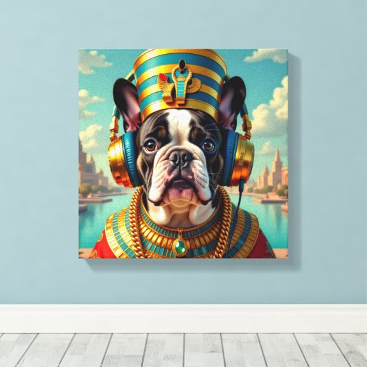 PHARAOH TUT-FRENCH BULLDOG LEINWANDDRUCK (Insitu (Holzboden))