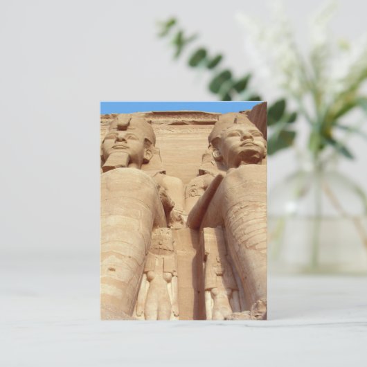 Pharaohs - gianische Statuen, Abu Simbel, antikes Postkarte (Stehend Vorderseite)