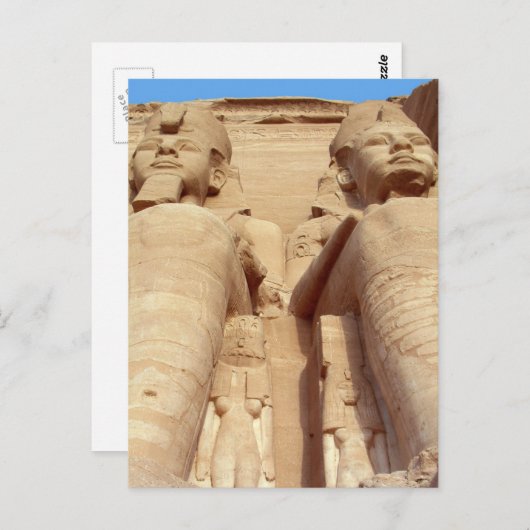 Pharaohs - gianische Statuen, Abu Simbel, antikes  Postkarte (Vorne/Hinten)