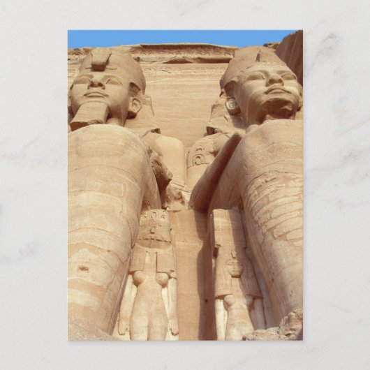 Pharaohs - gianische Statuen, Abu Simbel, antikes Postkarte (Vorderseite)