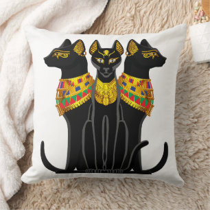 Pharaonische schwarze Katze Kissen