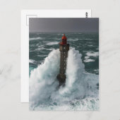 Phare de la Jument tempête Finistère Frankreich Postkarte (Vorne/Hinten)