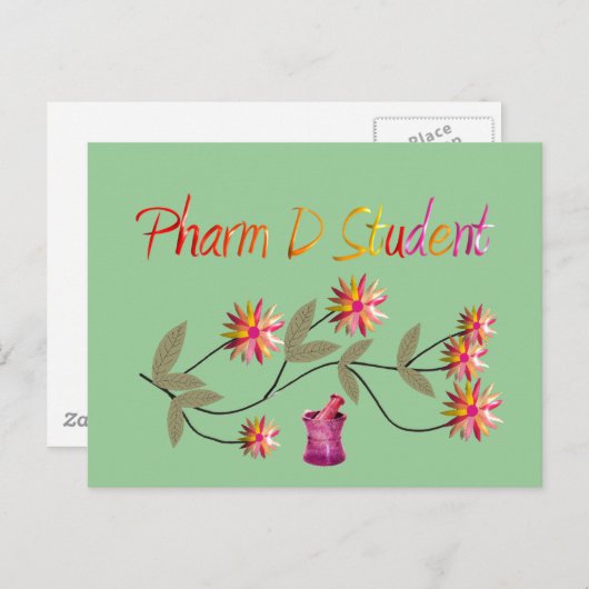 Pharm D Student Floral Design Postkarte (Vorne/Hinten)