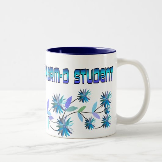 Pharm D Studenten-blauer Blumen-Entwurf Zweifarbige Tasse (Rechts)