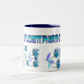 Pharm D Studenten-blauer Blumen-Entwurf Zweifarbige Tasse (Mittel)