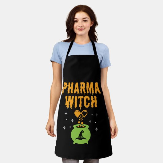Pharma Witch Pharmacist Halloween Pharmacy Tech Schürze (Getragen)