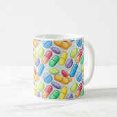 Pharmacist Brush Watercolor Red Blue Pills Kaffeetasse (VorderseiteRechts)