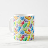 Pharmacist Brush Watercolor Red Blue Pills Kaffeetasse (Vorderseite Links)
