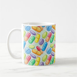 Pharmacist Brush Watercolor Red Blue Pills Kaffeetasse