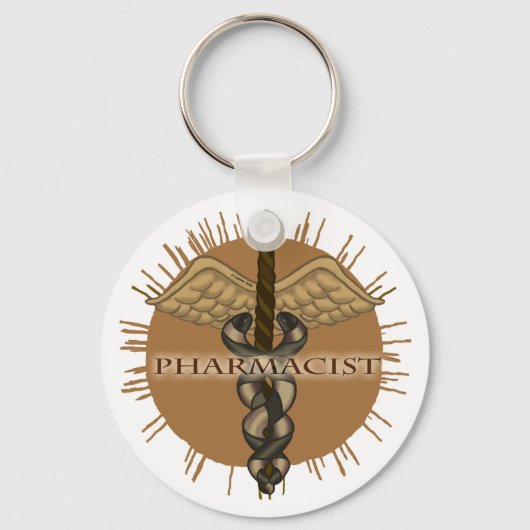 Pharmacist Caduceus custom name key chain Schlüsselanhänger (Vorderseite)