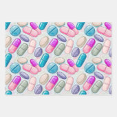 Pharmacist Pink Pill Boho Feather Wrapping Paper Geschenkpapier Set (Vorderseite 3)