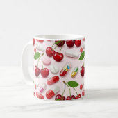 Pharmacist Pink Pills Red Cherries Kaffeetasse (Vorderseite Links)