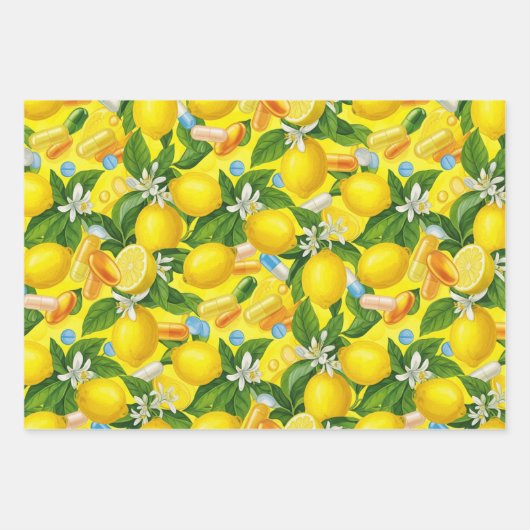 Pharmacist Retro Citrus RX Pattern Wrapping Paper Geschenkpapier Set (Vorderseite 2)
