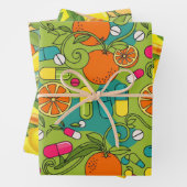 Pharmacist Retro Citrus RX Pattern Wrapping Paper Geschenkpapier Set (Beispiel)