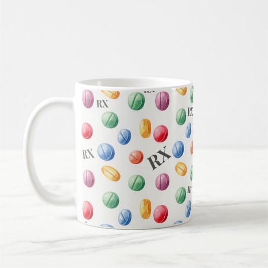 Pharmacist Watercolor Pills RX Symbol Kaffeetasse (Links)