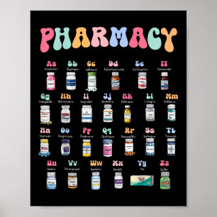 Pharmacy Alphabet Doktor der Pharmacy Tech Medicin Poster