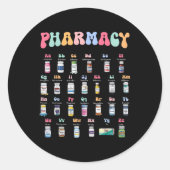 Pharmacy Alphabet Doktor der Pharmacy Tech Medicin Runder Aufkleber (Vorderseite)