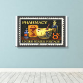 Pharmacy-Briefmarke mit einer Schüssel Hygei Leinwanddruck (Insitu (Holzboden))