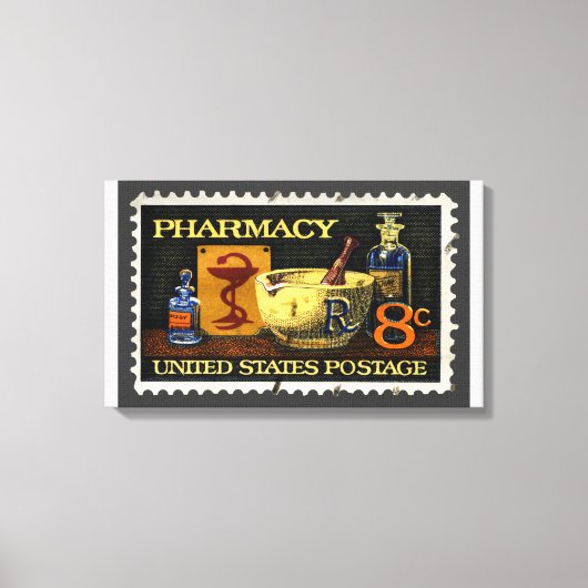 Pharmacy-Briefmarke mit einer Schüssel Hygei Leinwanddruck (Vorderseite)