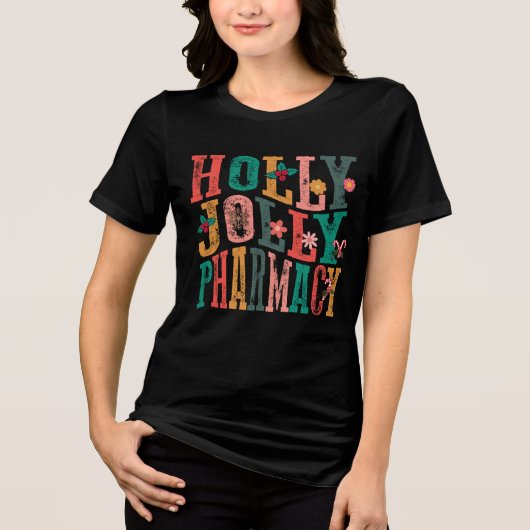 Pharmacy Christmas Holly Jolly Tri-Blend Shirt (Vorderseite)