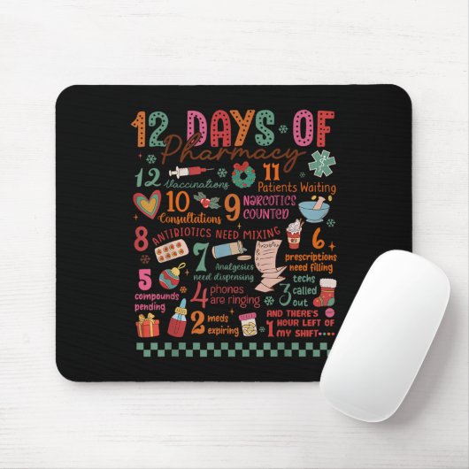 Pharmacy Christmas Shirt - 12 Days Of Pharmacy Tec Mousepad (Mit Mouse)