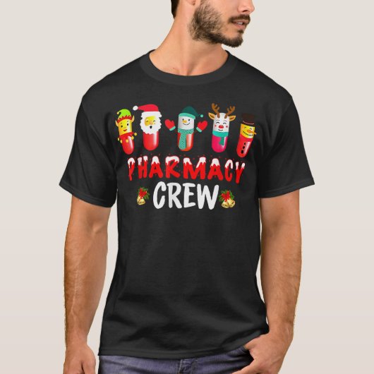 Pharmacy Crew Weihnachten Pillen Snowman Reindei S T-Shirt (Vorderseite)