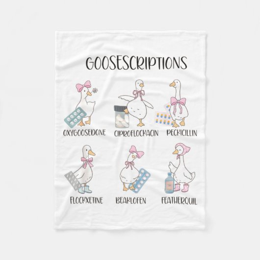 Pharmacy Funny Goose Silly Prescriptions Puns Medi Fleecedecke (Vorderseite)