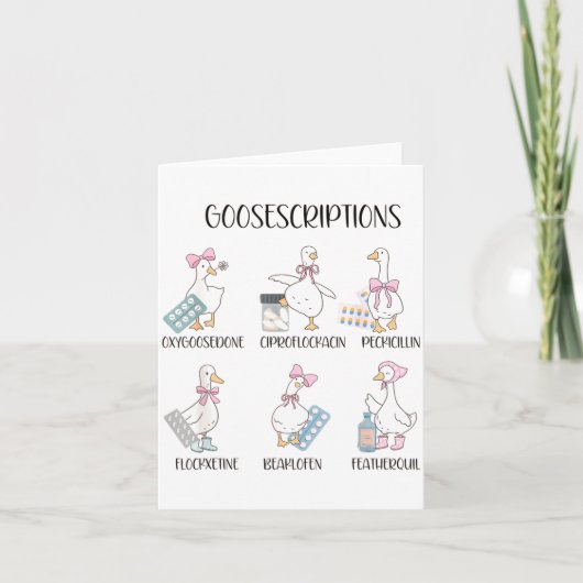 Pharmacy Funny Goose Silly Prescriptions Puns Medi Karte (Vorderseite)