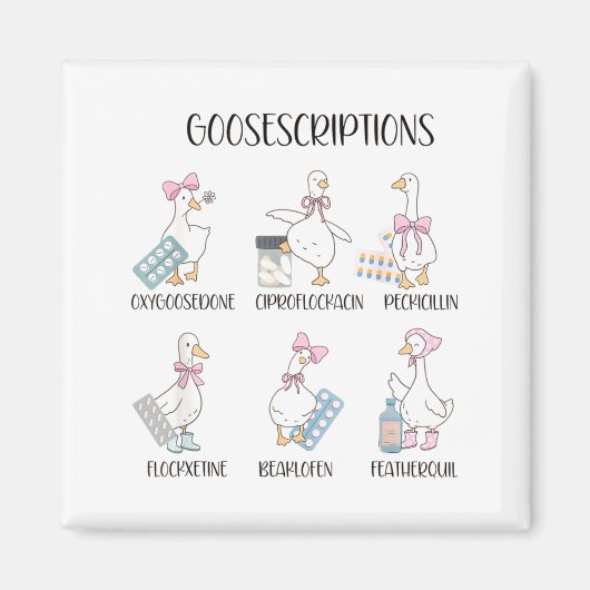 Pharmacy Funny Goose Silly Prescriptions Puns Medi Magnet (Vorne)