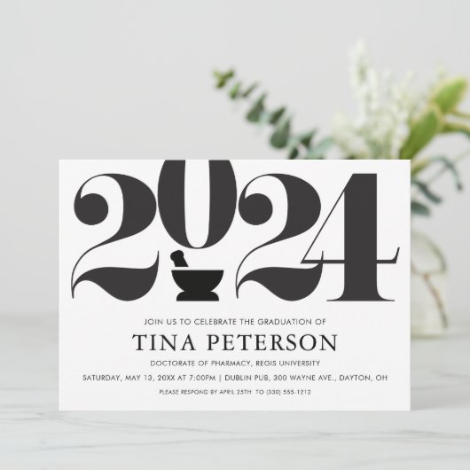 Pharmacy Graduation Party Einladung (Stehend Vorderseite)